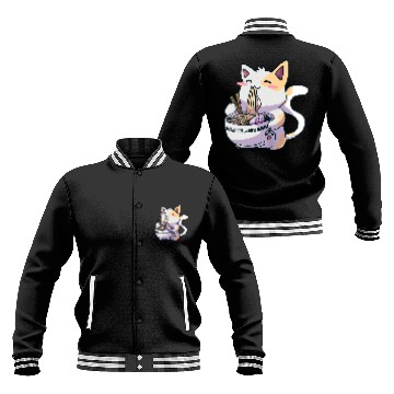 Discover Ramen Cat TTank Top Kawaii Anime Baseball Jackets Japanese Baseball Jackets
