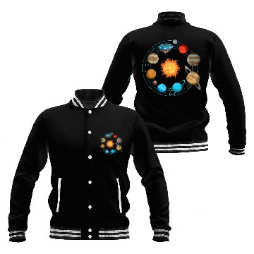 Discover Flat Earth Joke Flat Earthers Solar System Baseball Jackets