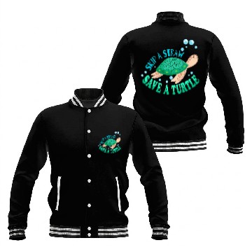 Discover KV9 Turtle Environment Earth Day 2Skip A Straw Save A Turtle Baseball Jackets