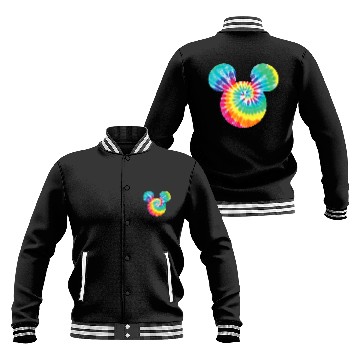 Discover Disney Mickey Mouse Icon Rainbow Tie-Dye Short Sleeve Zip Baseball Jackets