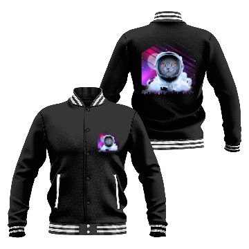 Discover Cat Paws Astronaut Cat Astronomy Galaxy Cat Astronaut Baseball Jackets