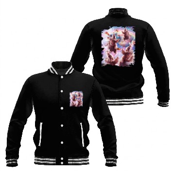 Discover Sloth Gift Space Cat Sloth Llama Riding Rainbow Laser Eyes Baseball Jackets