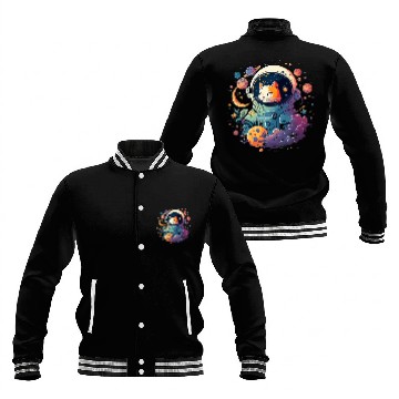 Discover Cat Paws Astronaut Outer Space Kitty on Galaxy Cat Lover 3 Baseball Jackets