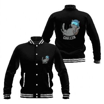Discover Cat Paws Chillin Cat Skydiving Baseball Jackets