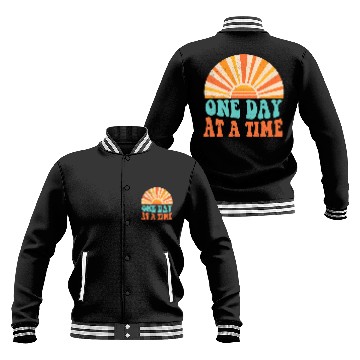 Discover One Day At A Time Retro vintages Inspirational Motivation Baseball Jackets