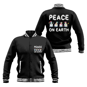 Discover Peace On Earth Santa Claus Snowman Holidays Baseball Jackets