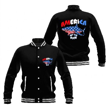 Discover Ocean Shark AMERICA EAT THE RICH SHARK ATTACH Baseball Jackets