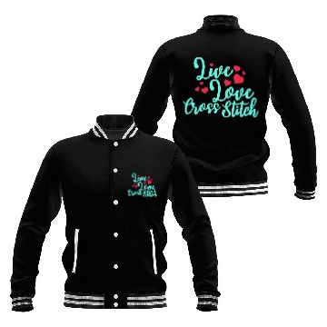 Discover Womens Live Love Cross Stitch Baseball Jackets