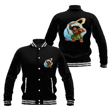 Discover Disney Moana 2 Action Pose “Maui” with Fish Hook Baseball Jerseys Baseball Jackets