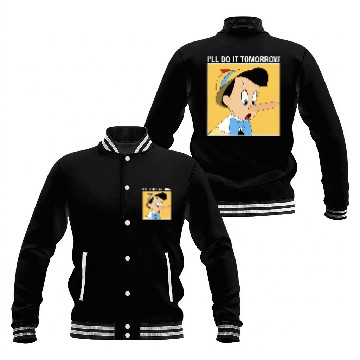 Discover Disney Pinocchio I'll Do It Tomorrow Baseball Jackets