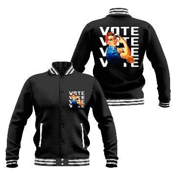 Discover Vote Womens Equal Rights Rosie the Riveter Worker Solidarity Baseball Jackets