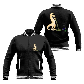 Discover Funny Gecko Wearing Sunglasses Playing Croquet Lizard Zip Baseball Jackets
