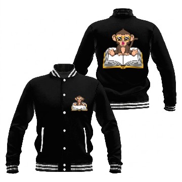 Discover Funny Monkey Book Reading Ape Literature Baseball Jackets