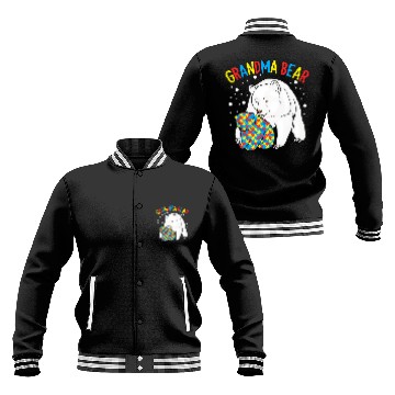 Discover Autism Bear Grandma Bear 593 Polar panda Neurodiverse Baseball Jackets