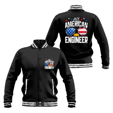 Discover Funny All American Engineer 4th of July American Flag Baseball Tees Baseball Jackets