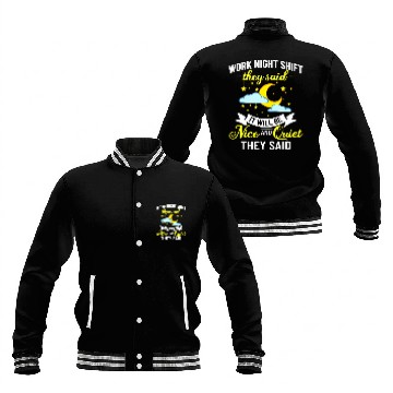 Discover Shift Work Night Job Worker Midnight Funny Coffee 9 Baseball Jackets