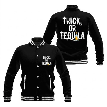 Discover Funny Trick or Tequila for Halloween Lovers Baseball Tees Baseball Jackets