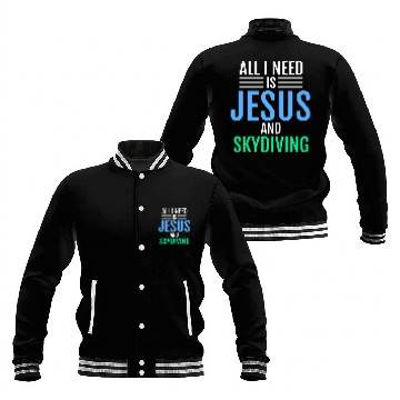 Discover Jesus and Skydiving Christian Skydiver Funny Catholic Baseball Jackets