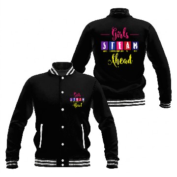 Discover Girls STEAM Ahead Science Technology Engineering Art Math Baseball Tees Baseball Jackets