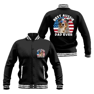 Discover Blue Merle Aussie Dad Australian Shepherd Dog American Flag Baseball Jackets