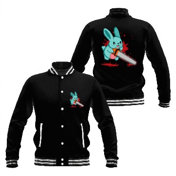 Discover Rabbits Cute Bad Evil Bunny Scary Saw Rabbit Egg Happy Easter Sunday Baseball Tees Baseball Jackets