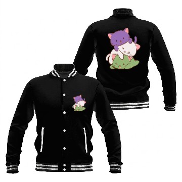 Discover Gender Queer Pride Flag Kawaii Cat Graphic Baseball Jackets