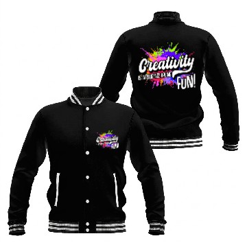 Discover Creativity Is Intelligence Having Fun Art Teacher Student Baseball Jackets
