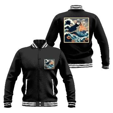 Discover Surrealism Japanese Painting Puffin Baseball Jackets