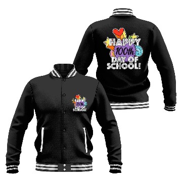 Discover Happy 100th Day of School Student or Elementary Teacher Baseball Jackets