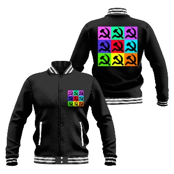 Discover Black Hammer and Sickle Communist Colorful Pop Art Baseball Jackets