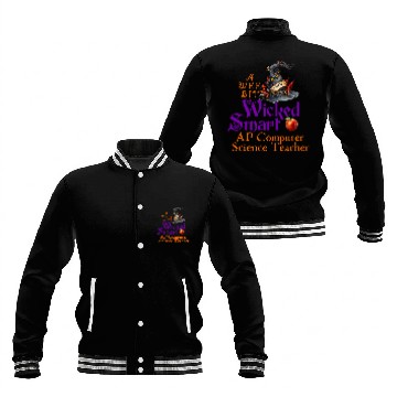 Discover Cute A Wee Bit Wicked AP Computer Science Teacher Halloween Baseball Jackets
