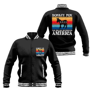 Discover donkey pox  disease destroying america usa flag 3 Baseball Jackets