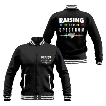 Discover Autism Awareness Raising The Spectrum Graphic Puzzle Pieces Baseball Tees Baseball Jackets