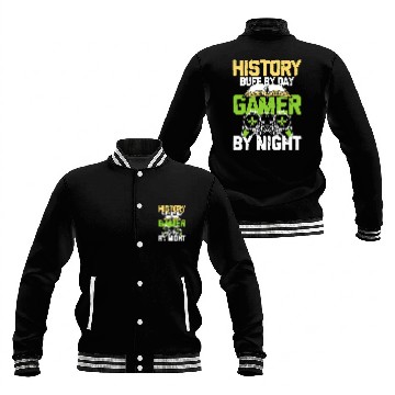 Discover History Buff By Day Gamer By Night Zip Baseball Jackets
