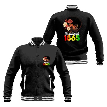 Discover Juneteenth 1865 Black Queen Magic Afro Hair With Flowers Baseball Jackets