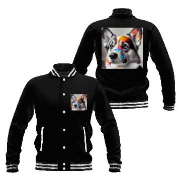 Discover Corgi Pet Colorful Gaze Corgi Charm 1 Baseball Jackets