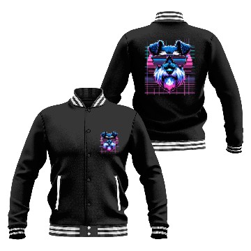 Discover Schnauzer Pet Vaporwave Synthwave Mini Schnauzer Retro Miniature Zip Baseball Jackets