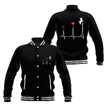 Discover Dachshund Pet Rising ECG Heartbeat Line Baseball Jackets