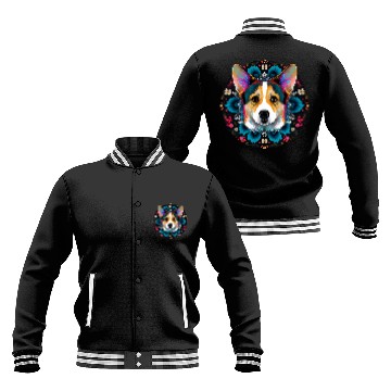 Discover Corgi Pet Dog Face Colorful Mandala Rainbow Yoga Pattern 3 Baseball Jackets