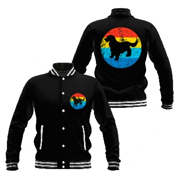 Discover Cocker Spaniel Pet Breed Silhouette Retro 1970s Circle 1 Baseball Jackets