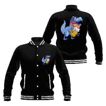Discover Dinosaur Pet Beer TRex and Beer Booze Alcohol Drinking Baseball Tees Baseball Jackets