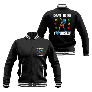 Discover Autism Puzzle Dare To Be Yourself Autism Awareness 21 Baseball Tees Baseball Jackets