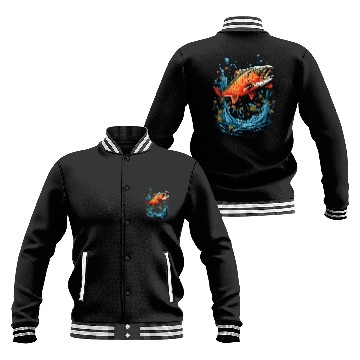 Discover Fishing Fun Fly Fishing Arctic Char Brook Trout Fish Baseball Jackets