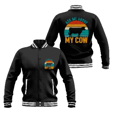 Discover Cow Pet Ask Me About My Cow Funny Farming Baseball Jackets