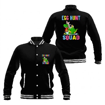 Discover Dinosaur Pet Egg Hunt Squad Easter Egg Bunny Lover Dinosaur TRex Baseball Jackets
