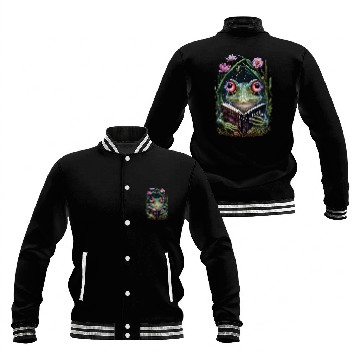 Discover Frog Pet Cottagecore Frog Toad Reading Book Reader Aesthetic Girls Baseball Jackets