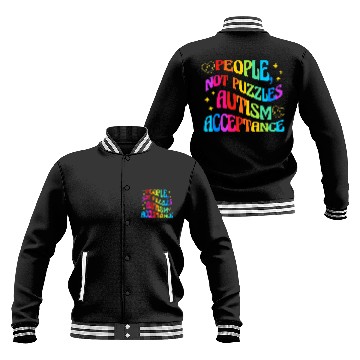 Discover Autism Puzzle Neurodiversity people not puzzles Acceptance retro Baseball Jackets