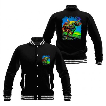 Discover Cow Pet face pop art Zip Baseball Jackets