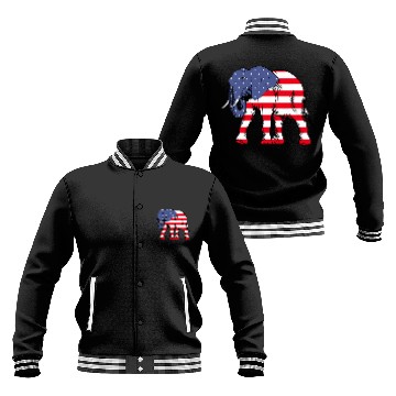 Discover Elephant Mammal Republican Elephant American Flag Rally Baseball Jackets