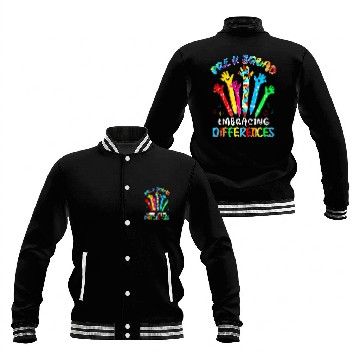 Discover Autism Puzzle PreK Squad Embrace Differences Autism Awareness SPED Teacher Baseball Jackets